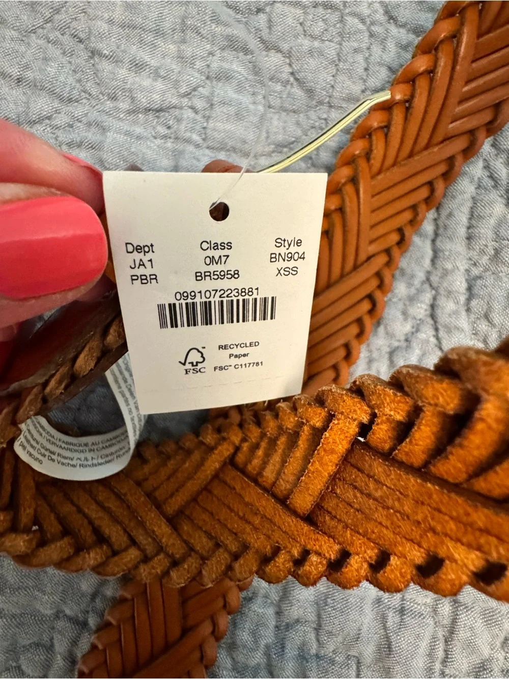 J. Crew- NWT, Italian Braided Leather Belt - Brown - Picture 5 of 6